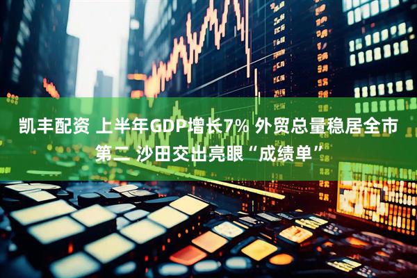 凯丰配资 上半年GDP增长7% 外贸总量稳居全市第二 沙田交出亮眼“成绩单”